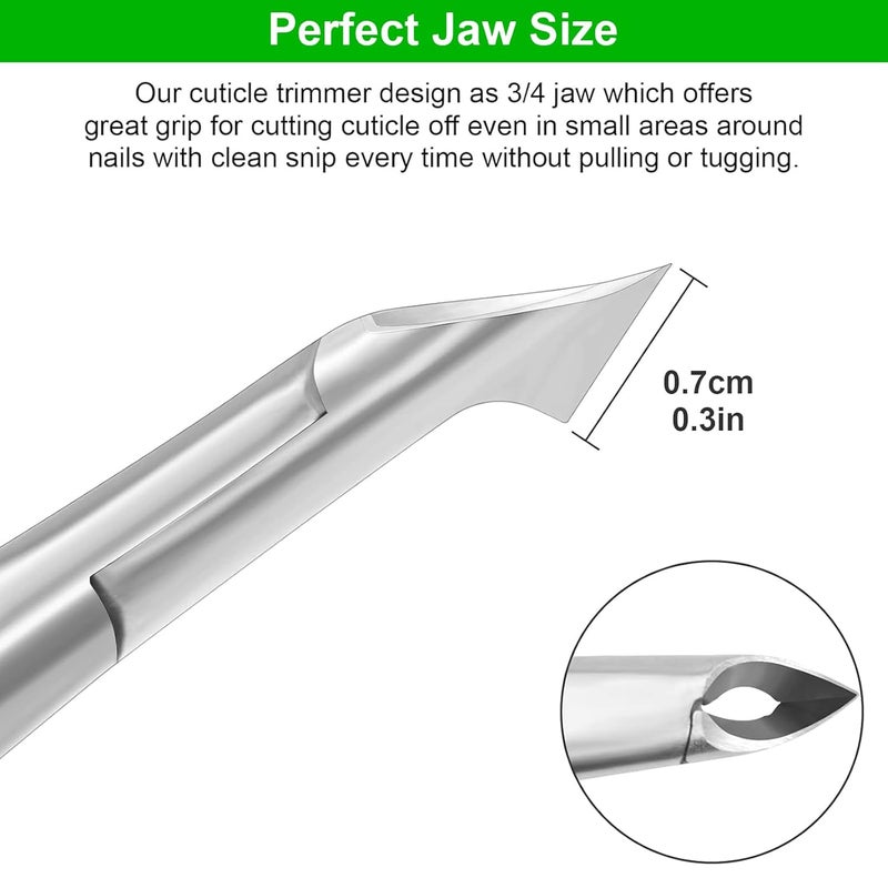 CGBE Cuticle Trimmer, 3/4 Jaw Extremely Sharp Cuticle Nippers, Professional Nail Cuticle Trimmer Tools, Non-Slip Silicone Handle Cuticle Clipper for Nail Care Pedicure Manicure Nail (Green) - Image 4